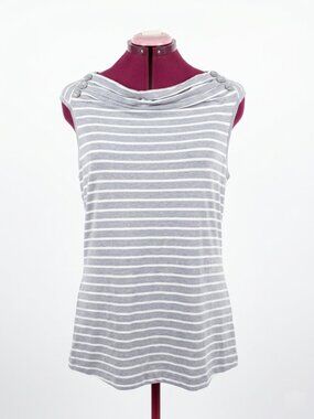 ORLY - BoatneckGray & White Striped Sleeveless Boatneck Top – Size Large